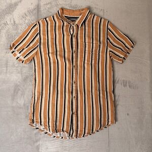 Pacsun Mens‎ Orange Striped Short Sleeve Button Up Shirt Size S